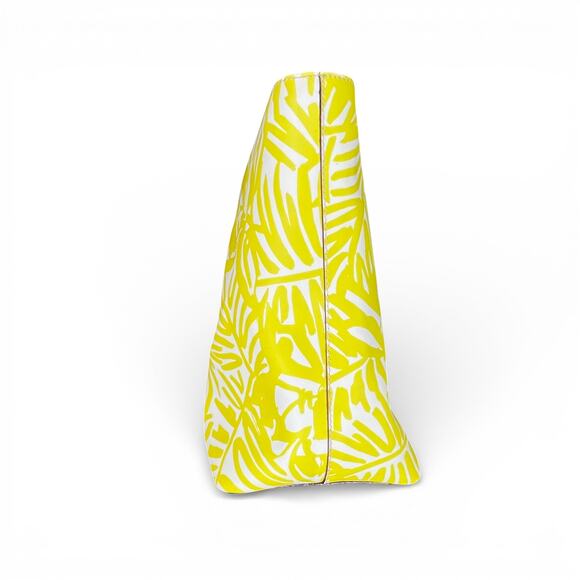 KATE SPADE Jules Grant Street Yellow White Tropical Palm Tote Vinyl Shoulder Bag - Picture 4 of 5